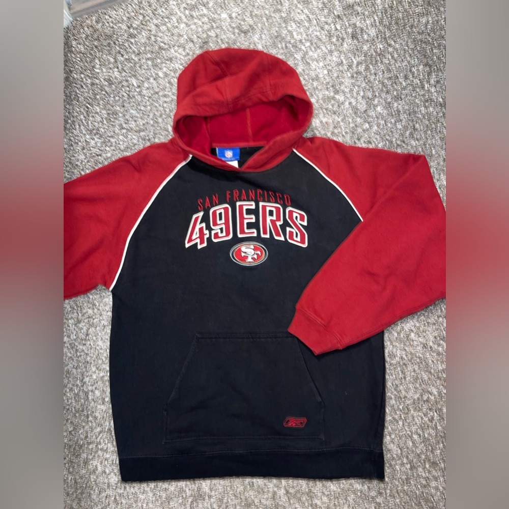 Vintage Reebok NFL San Francisco 49ers Black Hoodie Youth XL 18-20